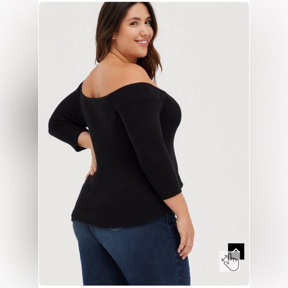 Pullover 3/4 Sleeve Off-Shoulder Sweater - Picture 3 of 4